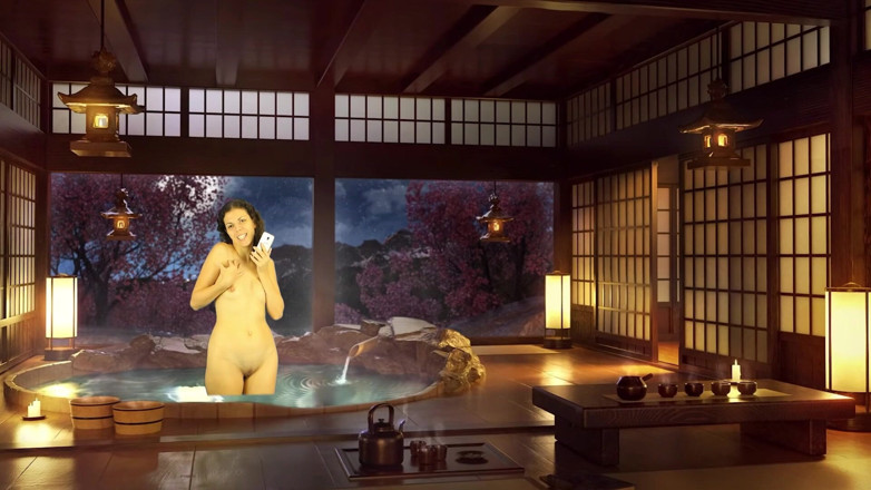 TheoryOfSex: Bathroom piss punishment. Naked reading. Japanese bath. Julia V Earth.
