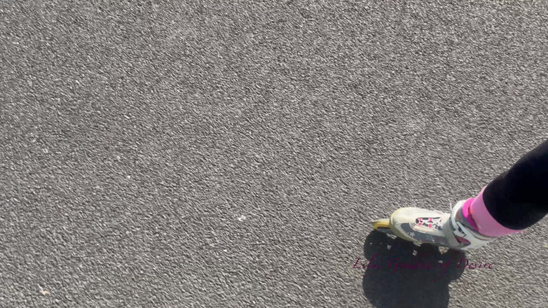 Lily, Goddess of Desire: Girl Rollerblading Shows Tits to Passers-by