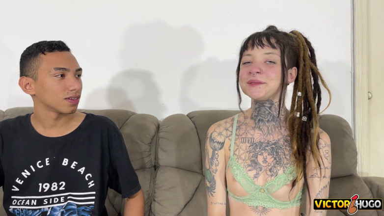 VictorHugo: Tattooed young woman fucking at casting