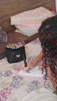 Young Girl Bored of Painting Decided to Send Cucumber in the Ass