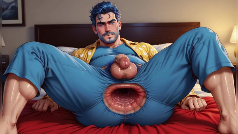 AI gay porn: हंक गे गांड छेद क्लोज अप