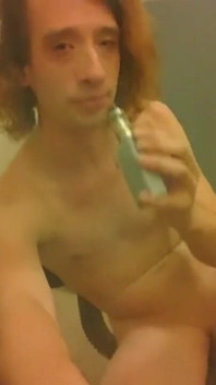 Transgirl Naked in Only Socks Vaping and Coughing