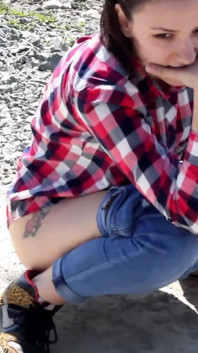 Shy Teen Pee on a Dirt Road