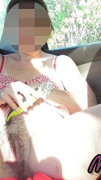Pussy Flash in Car! Teacher Shaves Her Pussy with a Razor in Public! - Misscreamy