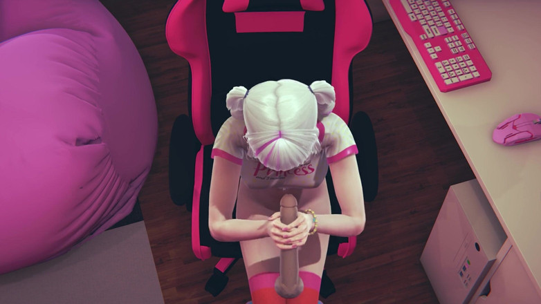 Waifu club 3D: Gadis gamer menyentuh kontol nyata untuk pertama kalinya