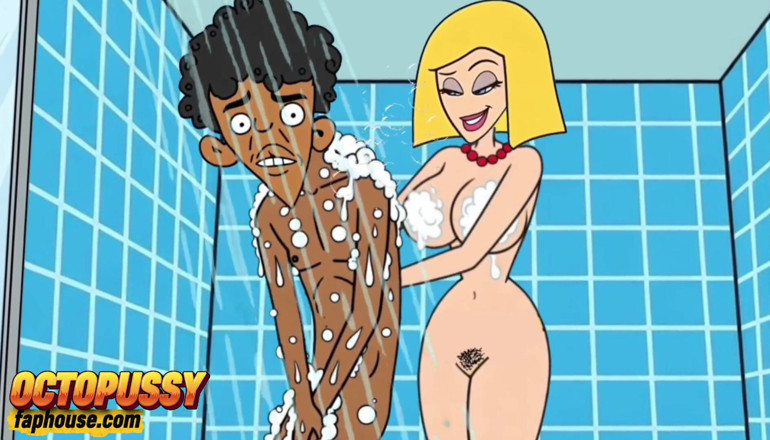 Octopussy Lovers Club: Sex-hungry Stepmom Joins Her Stepson in the Shower. Cartoon