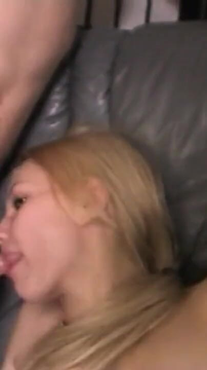 Blonde girl in red mini skirt fucks big hard cock and gets cum on face. (Slutty teens)