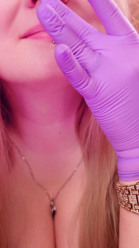 Asmr: Purple Nurse Gloves and Gold Glitter Watch. Arya Grander