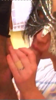 Two Sexy Masked MILFs Fucked and Cummed on Ass and Pussy by Two Huge Amateur Cocks