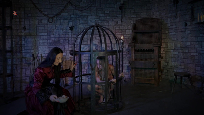 Inquisition and prison world: Дика служниця Фіна утримується в клітці, і вона виходить із рота, жадібно їсть їжу з рук графині