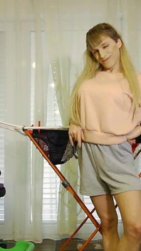 Tranny Gives Jerk off Instructions While Doing the Laundry! if You're a Good Boy, Shell Show You Her Hot Lingerie!