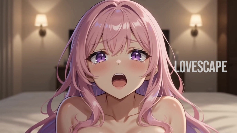 Lovescape: Bellissima anime capelli rosa lo prende da dietro (ai)