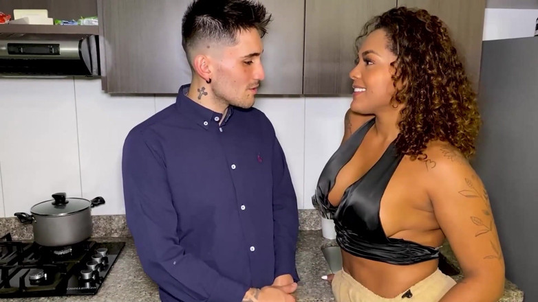 Carla Morelli: Colombian Ebony MILF Fucks Her Chef While Her Husband Is...