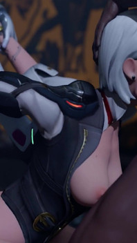 Еш і D.va з порно overwatch - допомога в глибокому заглоті, дике подвійне проникнення та анальний трах з великим чорним членом