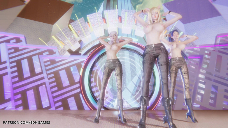 3D-Hentai Games: Kard - Gunshot Ahri, Kaisa &amp; Evelynn Sexy Striptease
