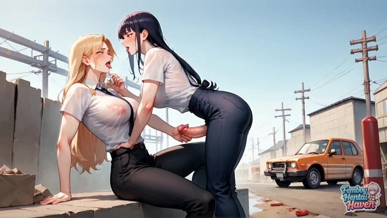 Femboy Hentai Haven: Fiery Femboy šuká stříkající bikiny kotě v průmyslovém pouličním sexu - bezkonkurenční...