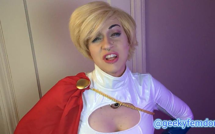 Geeky Femdom: Powegirl'ün göğüsleri zihin kontrolleri simps
