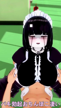 Sex med en hembiträde bot i korridoren | 3D Hentai