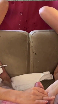 Soft Warm Wet Kisses and Gentle Balls Massage Turns Into CFNM Threesome Greatest Cumshots, Ever in Their Small Hands