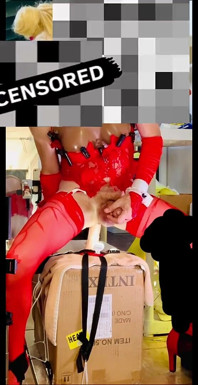 Red Lingerie Shemale Riding Big Cock