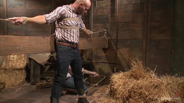 Men on Edge: Hot Cowboy Tied up for the First Time and Shoots...