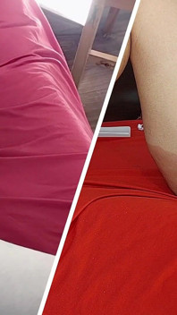 Mutter mit behaarter muschi masturbiert mit stöhnen