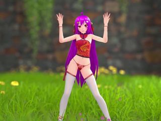 Smixix: Китайская девушка-модель 22 раздевается, хентай MMD, 3D фиолетовый цвет волос, правка Smixix