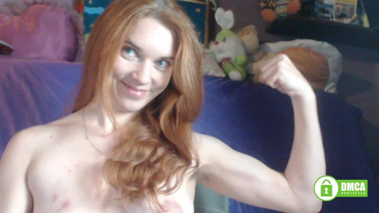 Risky Hairy Couple: Muscles Flexing. Custom. Redhead Girl