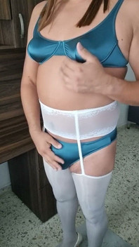 I Like to Touch Myself and Get Excited Wearing Sexy, Shiny and Soft Nylon Lingerie, My Sissy Clitoris Feels Excited