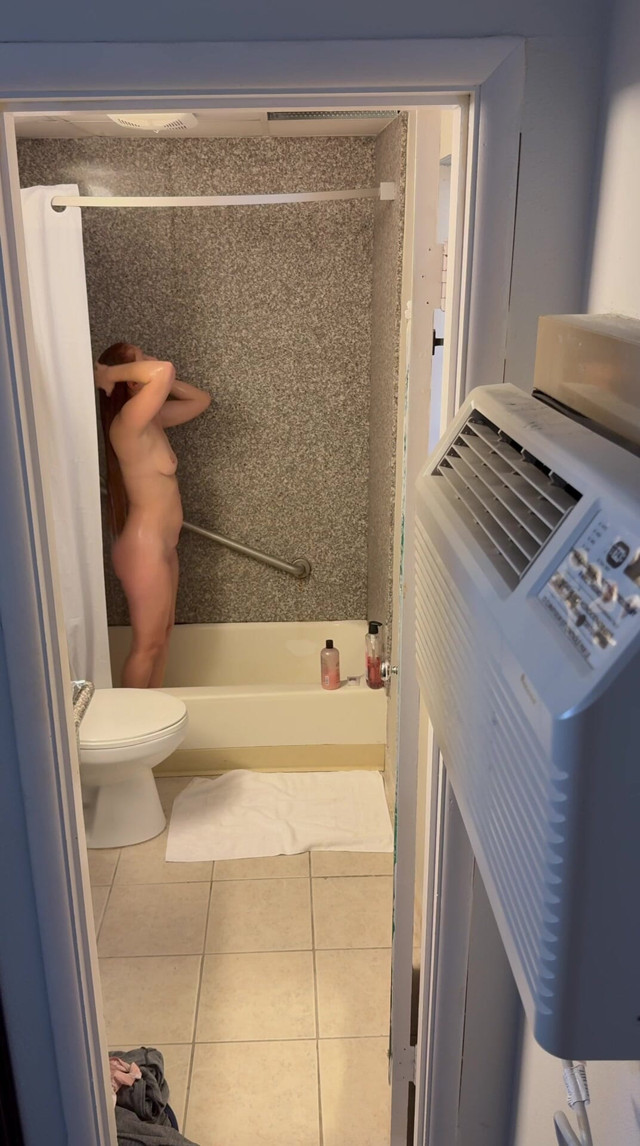 Redhead Undressing and Showering (Lil red kink queen)