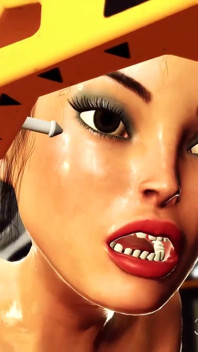Sci-fi seks cyborg neukt hard een hete brunette in het beperkt toegankelijke gebied