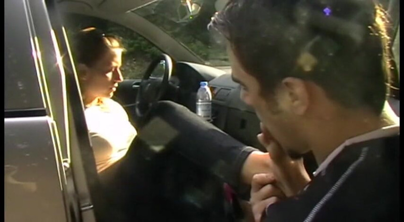 Foot Girls: Dirty feet licking on the road