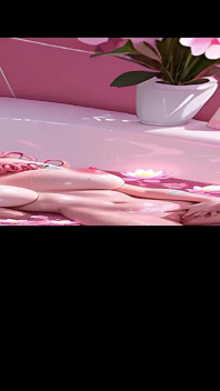 Lustrender : une baignoire tatouée aux yeux bleus bouclés se doigte - vidéo ai