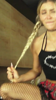 Blond Nasty Fishnets Bitch Enjoy Huge Reptiles Dildo