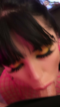 POV Blowjob in a Fishnet Dres with Eye Contact