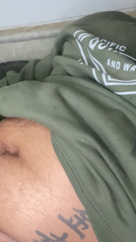 Bearded big cock jerking off and smearing himself with cum