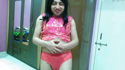 Cute & Nude Crossdresser: Sexy sissy crossdresser femboy Sweet Lollipop trying panties with a...