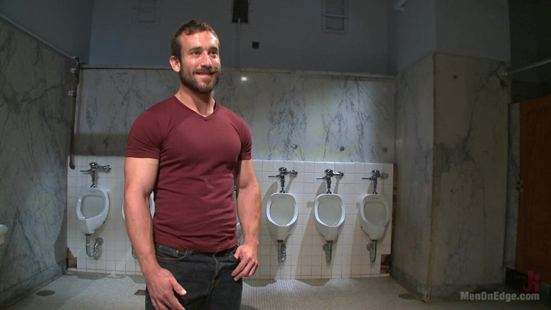 Men on Edge: Edging a Hot Cop in a Public Restroom