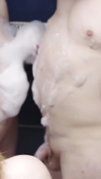 Two Girls Are Playing with His Tiny Dick in the Bathtub
