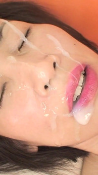 Skinny Asian MILF Gets Her Slutty Face Covered in Warm Cum