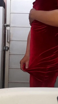 Crossdresser Cum Inside Sexy Velvet Dress