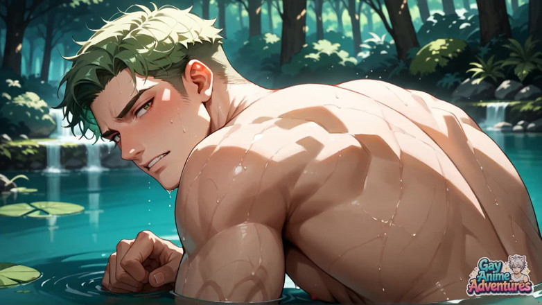Gay Anime Adventures: Zelenovlasé lesní svaly: Výstřik mrdky gayů
