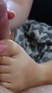My Tiny Cute Feet Almost Ruined His Intense Orgasm