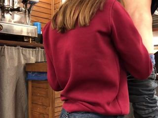 Maybe Natty: Girl barista does blowjob to teen at work