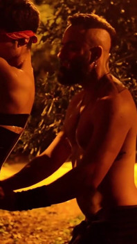 Sub Is Restrained and Used by Bearded Master in a Public Park.