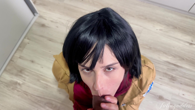 Shamelesscouple: Mikasa Cosplay BJ - Dirty Talk &amp;gozada na língua