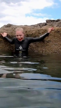Ocean Rope Bondage with Ballgag in Wetsuit