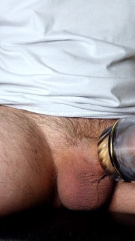 Kneeling View Thick Uncut Double Cumshot