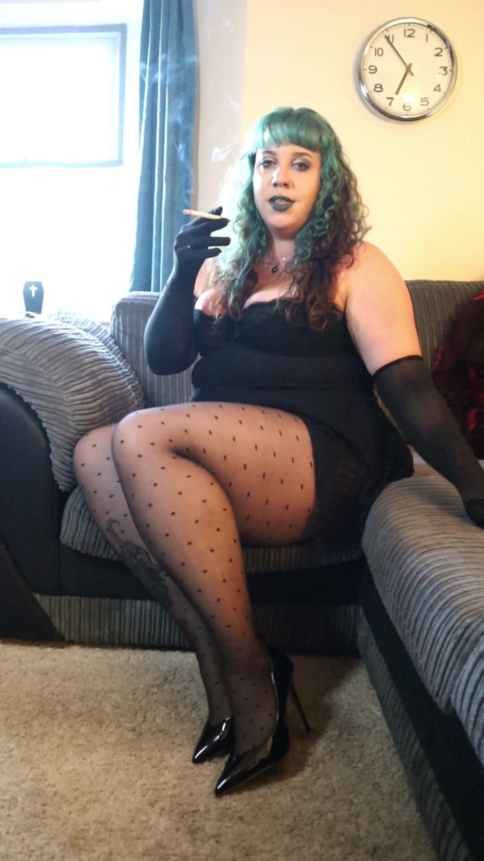Goddess Kinx: Pvc Heels, Patterned Tights, and a Cigarette