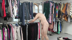 Hanging up Laundry Naked